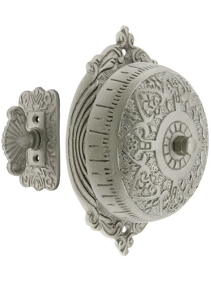 Heart Design Mechanical Door Bell in Satin Nickel.